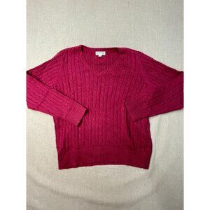 St. John's Bay Est 1984 Women's Red PXL Knit Long Sleeve V-Neck Sweater USED